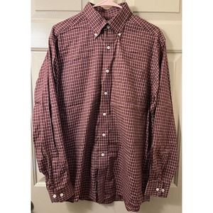 Men's L.L. Bean Long Sleeve Button Dress Shirt Checkered Size Medium Regular